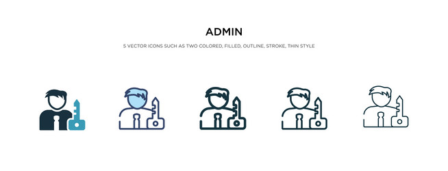 admin icon in different style two colored vector image