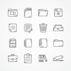 file and folders line icon set with document vector image
