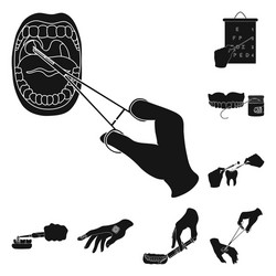 manipulation by hands black icons in set vector image