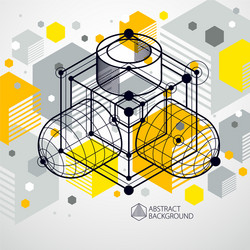 modern abstract cubic lattice lines yellow vector image