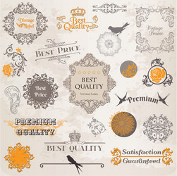 Calligraphic design elements vintage set Vector Image
