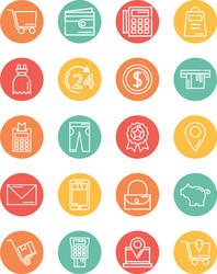 set icons shopping block and flat style icon vector image