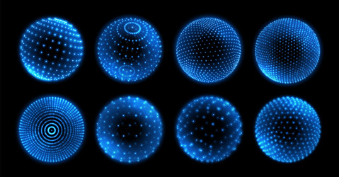 abstract 3d grid sphere with glowing dots vector image