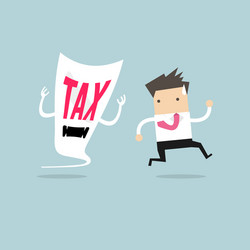 businessman run away from tax devil vector