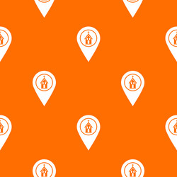 map pointer with church pattern seamless vector image