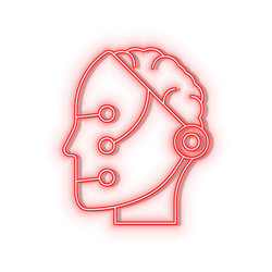 retro style red neon icon memory robot vector image