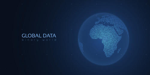 binary planet earth big data global analytics vector image