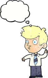 Cartoon boy asking question with thought bubble vector