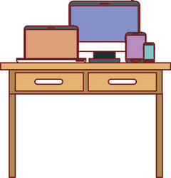 desk table with drawers front view tech vector image