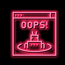 Oops web error neon glow icon vector