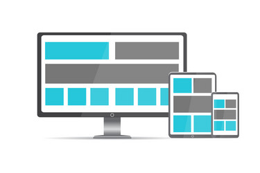 Responsive pc flat design modern seo vector