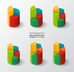 segmented and multicolored pie charts set vector