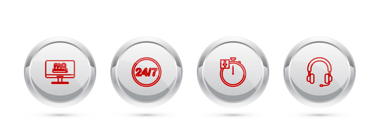 set line monitor with faq information clock 24 vector image
