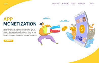 app monetization website landing page vector