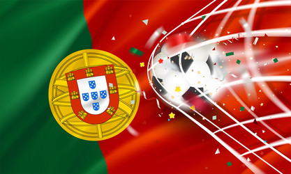ball in the soccer net goal concept with flag vector image