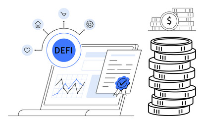 decentralized finance concept with graphs smart vector image