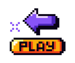 pixel style play button with arrow vector image