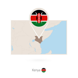 rectangular map kenya with pin icon vector image