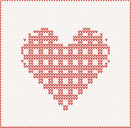 seamless knitted pattern with red heart vector image