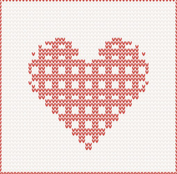 Seamless knitted pattern with red heart vector