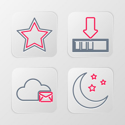 set line moon and stars cloud mail server loading vector image