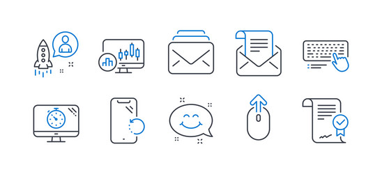 set technology icons such as computer keyboard vector image