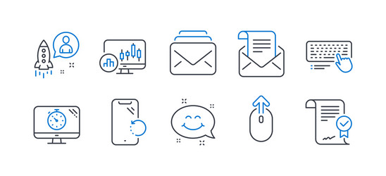 Set technology icons such as computer keyboard vector