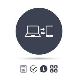 synchronization icon notebook with smartphone vector image