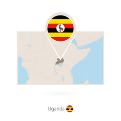 Rectangular map uganda with pin icon vector