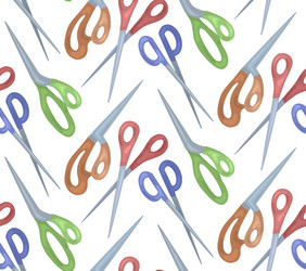 seamless pattern with cartoon color scissors vector image