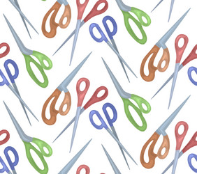 seamless pattern with cartoon color scissors vector