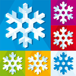 snowflake set icon colored with background vector image