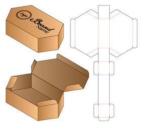 Box packaging die cut template design 3d mock-up vector