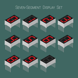 isometric seven segment display set vector image