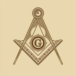 Masonic Square and Compass Emblem Vector Image