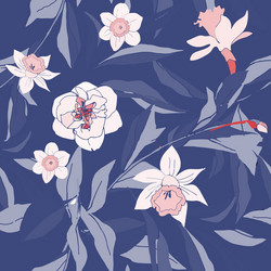 Peony Floral Pattern Vector Image