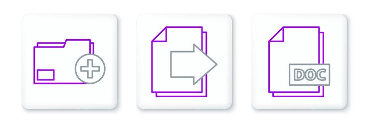 set line doc file document add new folder vector image
