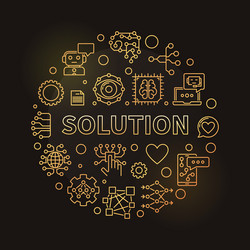 solution outline round golden banner ai technology vector