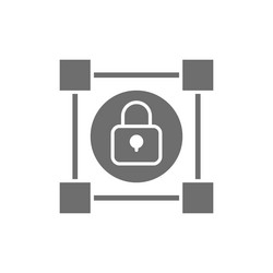 crypto blockchain with lock cryptocurrency grey vector image