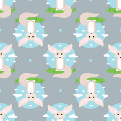 Abstract seamless pattern with fennec fox vector