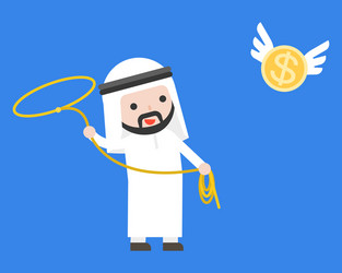 arab businessman using lasso noose catching vector