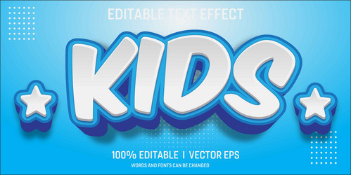 editable kids 3d text effect with modern style vector image