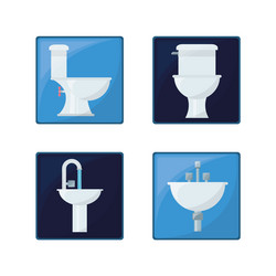 Flat set icon bathroom design Royalty Free Vector Image