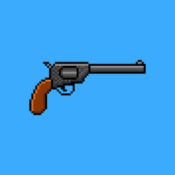 Revolver gun pixel art vector