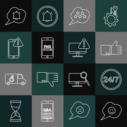 set line speech bubble with smile face clock 24 vector image
