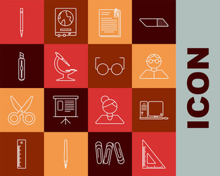 set line triangular ruler computer monitor vector image