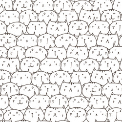 Adorable Cat Pattern - Seamless vector image