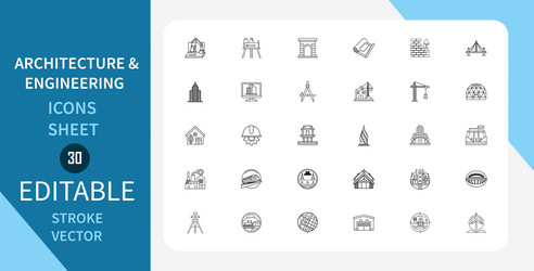 architecture and engineering line icons set vector image