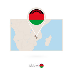 Rectangular map malawi with pin icon vector