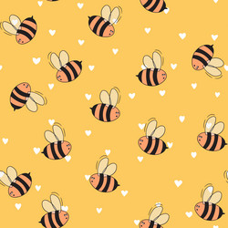 seamless pattern with bees on color background vector image